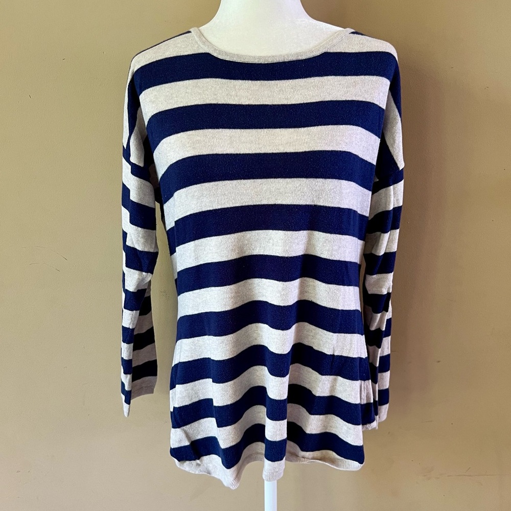 Old Navy Navy Blue and Cream Striped Sweater